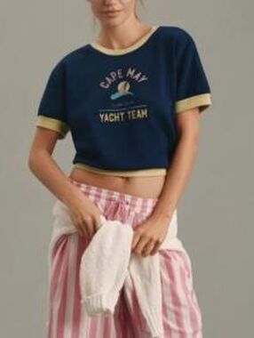 Daily Practice Anthropologie Cape May Yacht Team Cropped Top In S